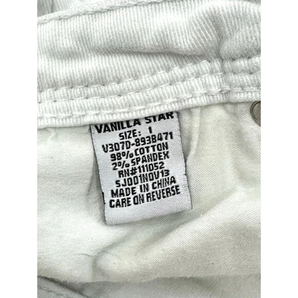 VANILLA STAR Jean Shorts Junior Teens Sz 1 White Distressed Cuffed Denim Frayed - Picture 6 of 7